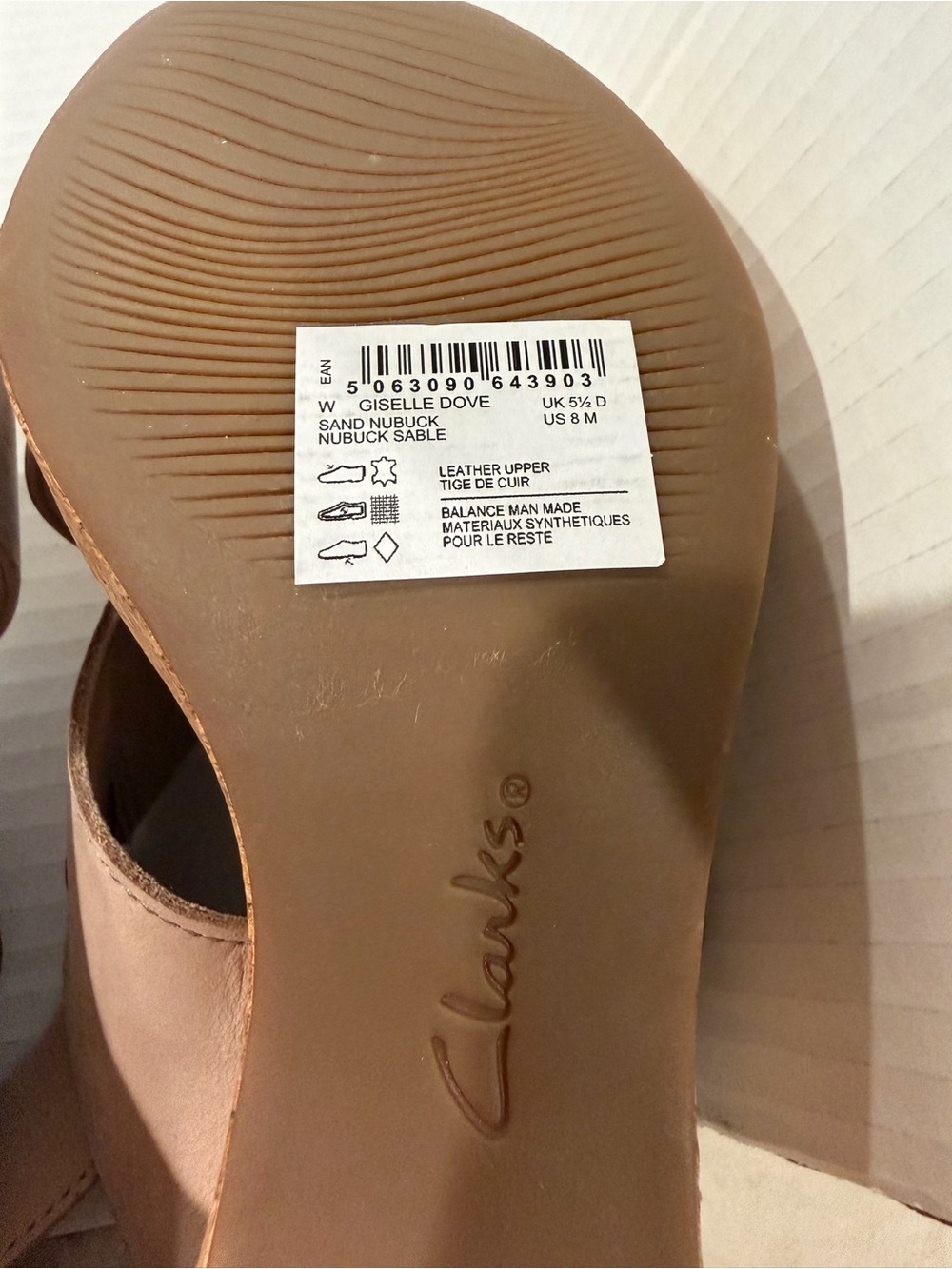 Clarks Cross-Strap Leather Giselle Dove  Slingback Sandals Sz 8 New - Picture 6 of 6